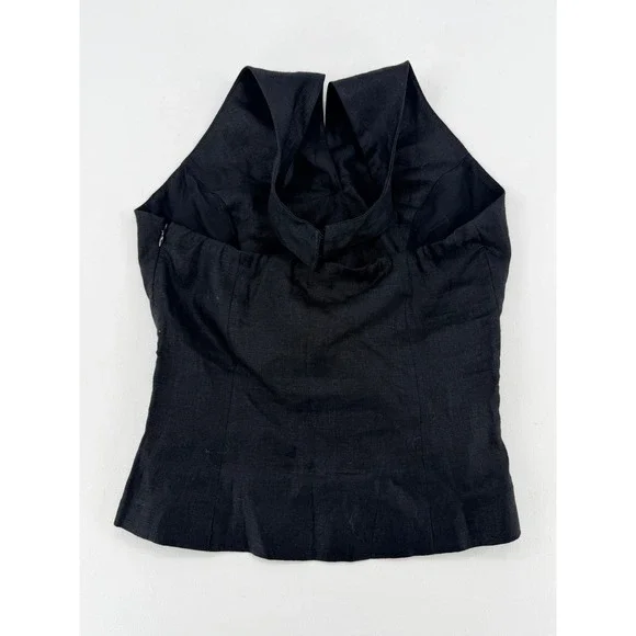 Reformation Tate Linen Halter Top Black Button Front Size 4 NWT - Picture 15 of 16